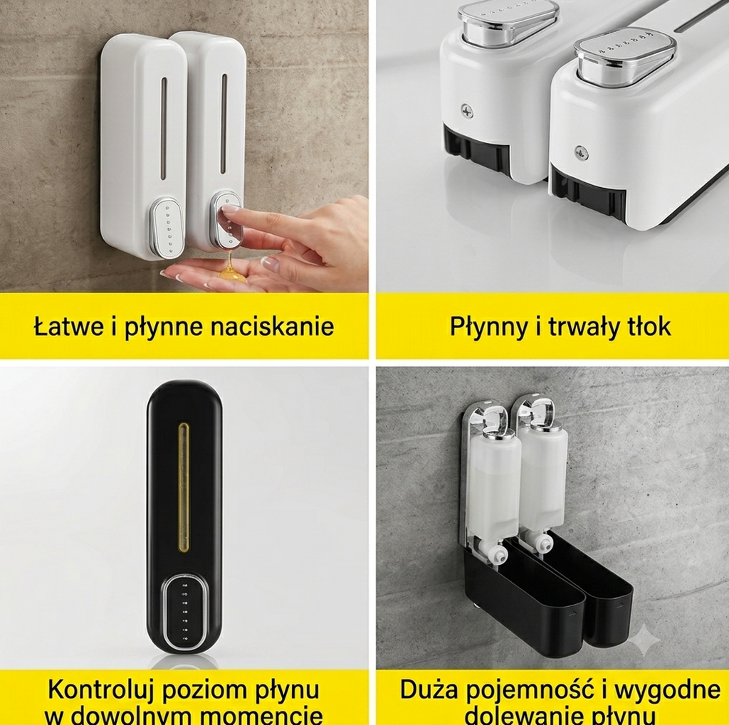 Elegancki dozownik prysznicowy na szampon - Minimalizm w Twojej łazience